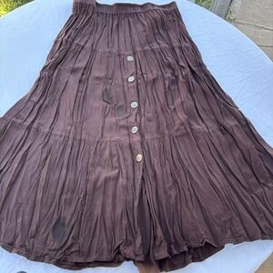 Rhythm Blue Skirt Womens ExLarge Broomstick Maxi Pleated Crinkle Western Prairie